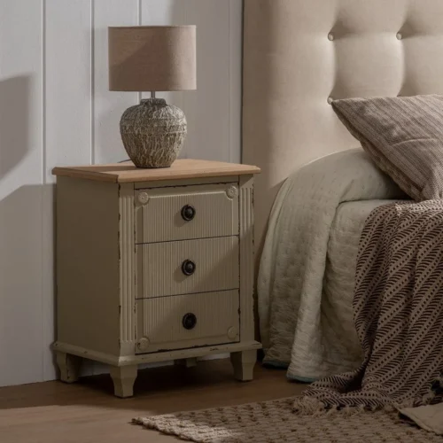 Table de chevet crème pieds bas Ixia 48 cm — vue 2