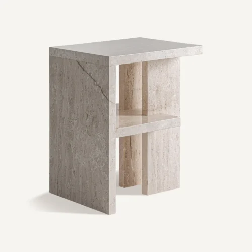 Table de chevet Korba marbre beige Vical Home — vue 2