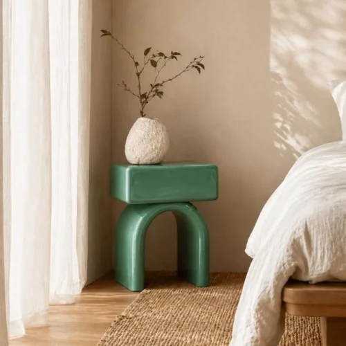 Table de chevet laquée vert Ixia 50 cm — vue 7