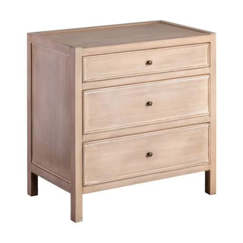 Table de chevet marron clair 3 tiroirs Ixia 65 cm — vue 2
