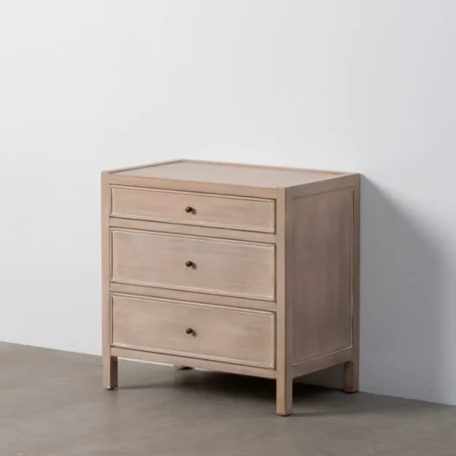 Table de chevet marron clair 3 tiroirs Ixia 65 cm — vue 7