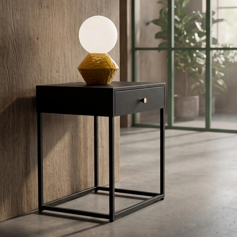 Table de chevet métal noir Ixia 43 cm