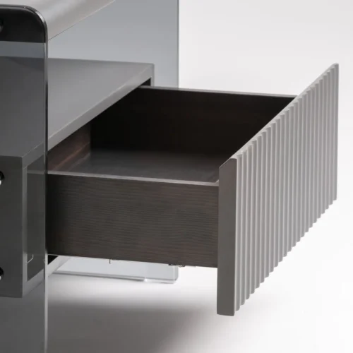 Table de chevet Meylan gris et verre Vical Home — vue 6