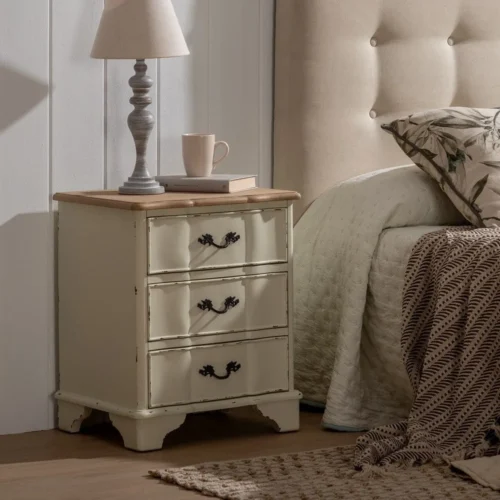 Table de chevet naturel-crème pieds bas Ixia 50 cm — vue 2