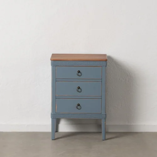 Table de chevet naturel et bleu Ixia 50 cm