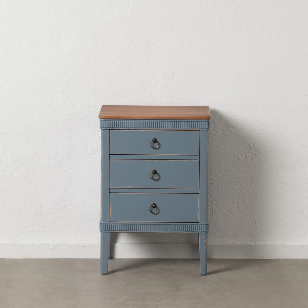 Table de chevet naturel et bleu Ixia 50 cm