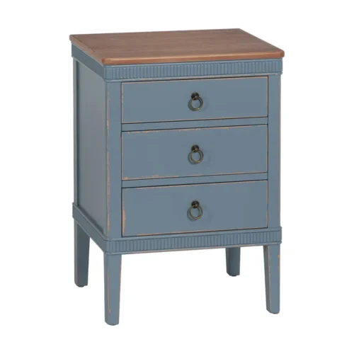 Table de chevet naturel et bleu Ixia 50 cm — vue 2