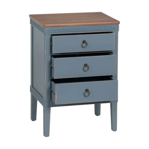 Table de chevet naturel et bleu Ixia 50 cm — vue 3