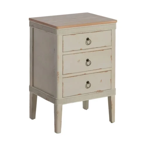 Table de chevet naturel et crème Ixia 50 cm