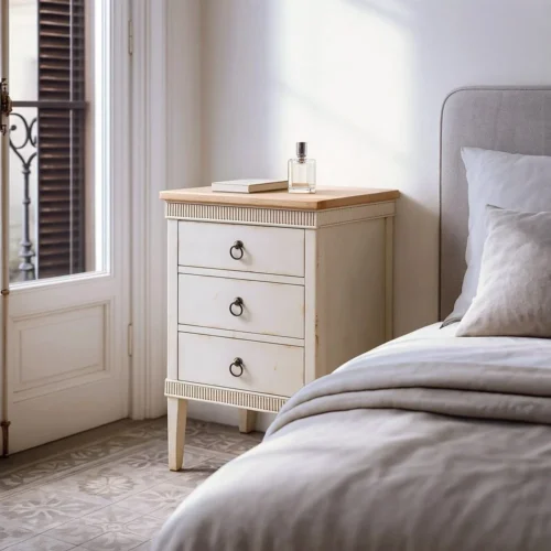 Table de chevet naturel et crème Ixia 50 cm — vue 7