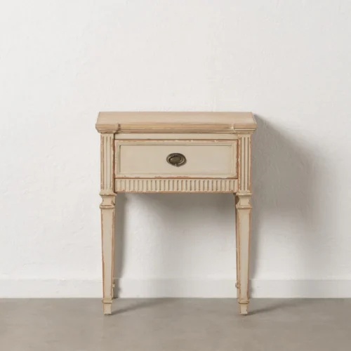 Table de chevet naturel et crème pieds hauts Ixia 56 cm