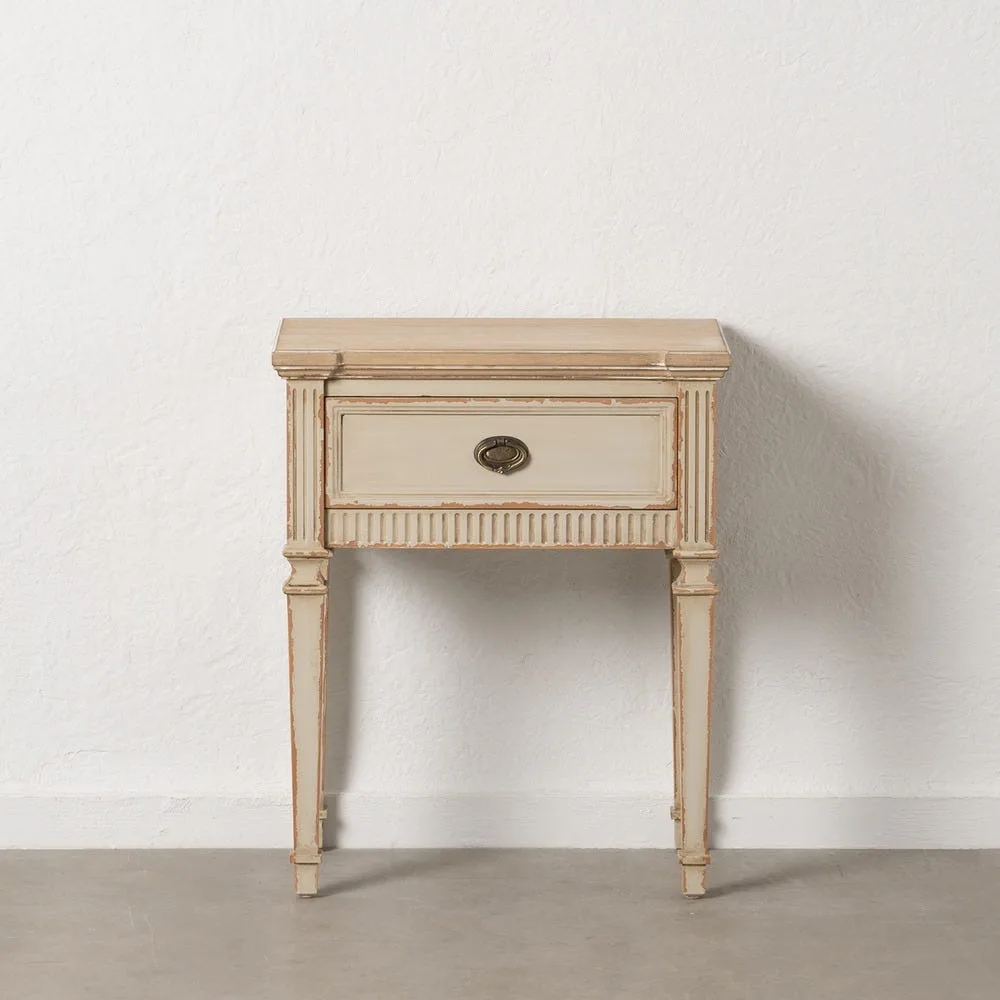 Table de chevet naturel et crème pieds hauts Ixia 56 cm