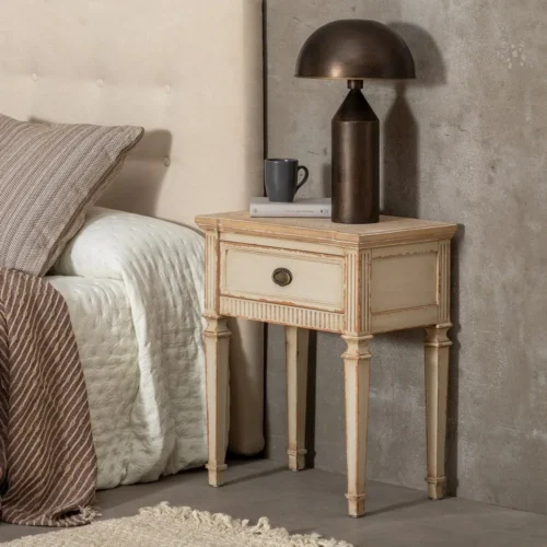 Table de chevet naturel et crème pieds hauts Ixia 56 cm — vue 2