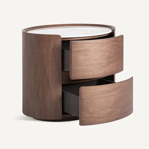 Table de chevet Stuetta chêne et pierre frittée blanche Vical Home — vue 3