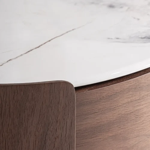 Table de chevet Stuetta chêne et pierre frittée blanche Vical Home — vue 4