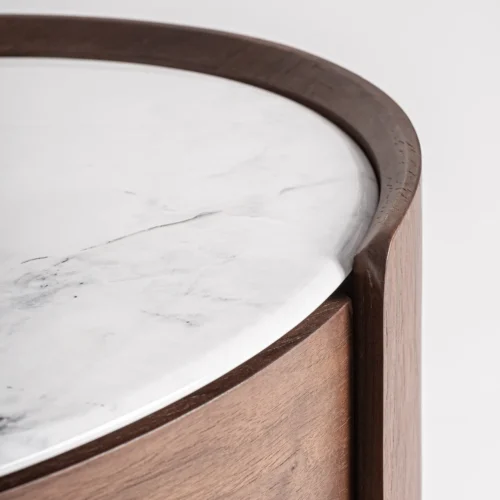 Table de chevet Stuetta chêne et pierre frittée blanche Vical Home — vue 5