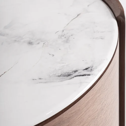 Table de chevet Stuetta chêne et pierre frittée blanche Vical Home — vue 7