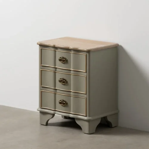 Table de chevet taupe 3 tiroirs Ixia 50 cm