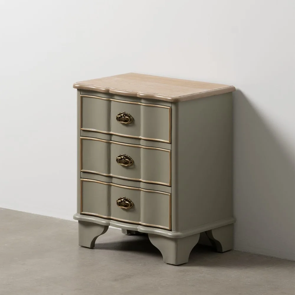 Table de chevet taupe 3 tiroirs Ixia 50 cm