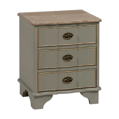 Table de chevet taupe 3 tiroirs Ixia 50 cm — vue 2