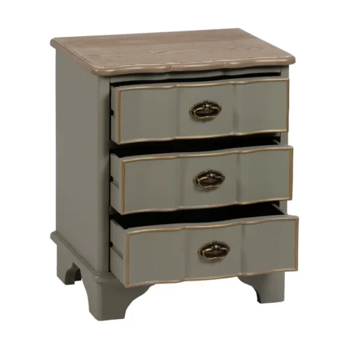 Table de chevet taupe 3 tiroirs Ixia 50 cm — vue 3