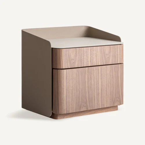 Table de chevet Vizille noyer et beige Vical Home — vue 2