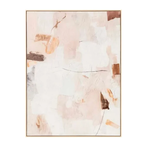 Tableau abstrait aplats beige et griffures noires Ixia 90 × 120 cm