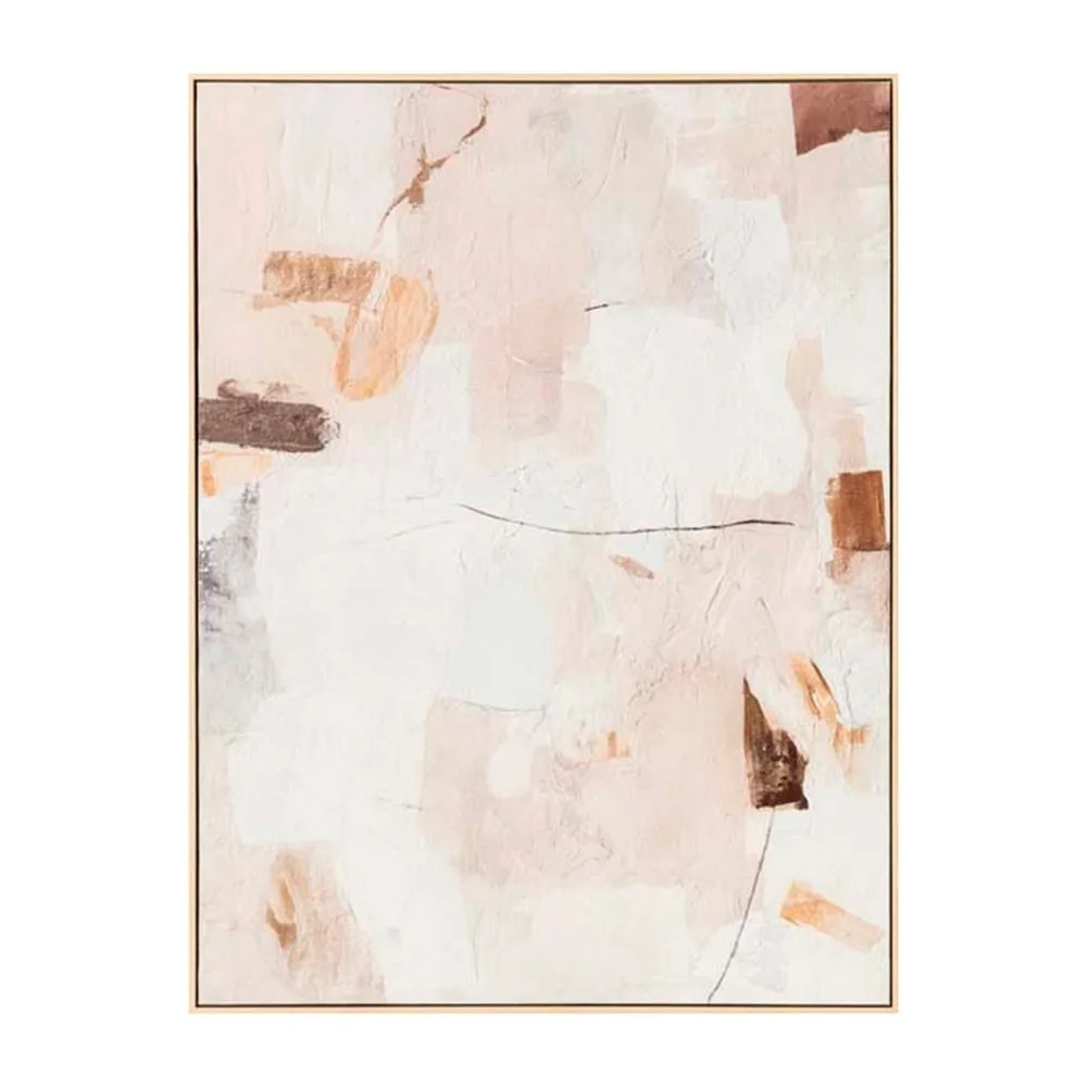 Tableau abstrait aplats beige et griffures noires Ixia 90 × 120 cm