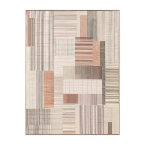 Tableau abstrait bandes tissées terracotta et crème Ixia 80 × 120 cm