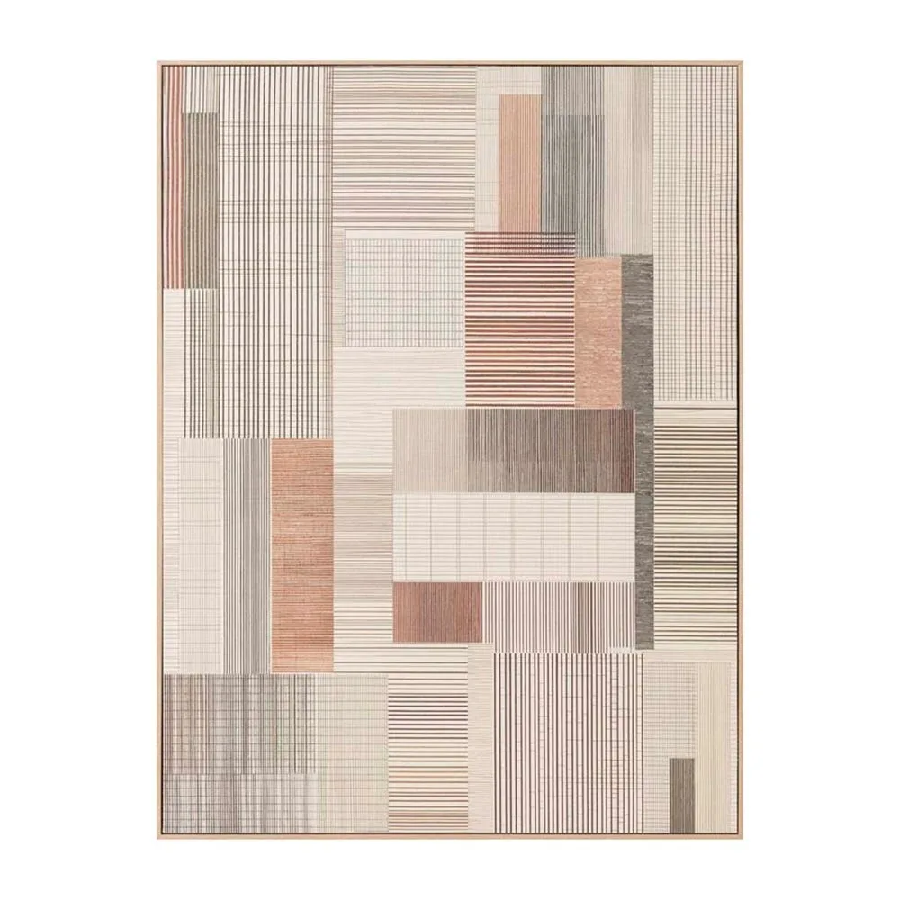 Tableau abstrait bandes tissées terracotta et crème Ixia 80 × 120 cm