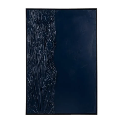 Tableau abstrait bleu nuit drapé en relief Ixia 83 × 123 cm