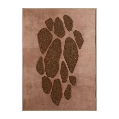 Tableau abstrait en relief sable rosé Ixia 100 × 140 cm