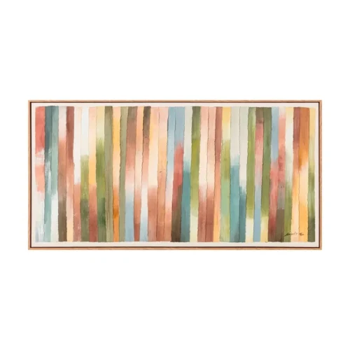 Tableau abstrait fines rayures multicolores peint à l'huile Ixia 60 × 120 cm