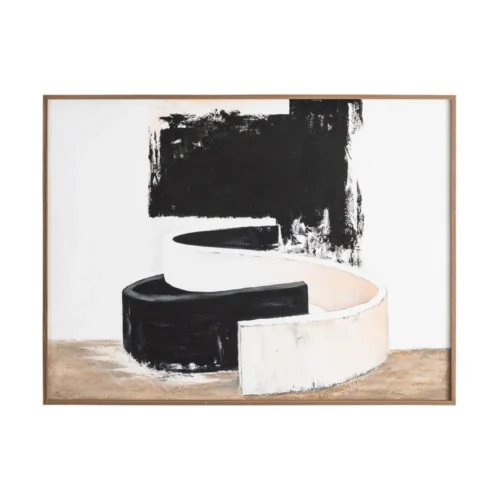 Décoration Tableau abstrait formes arrondies noires et blanches Ixia 130 × 100 cm