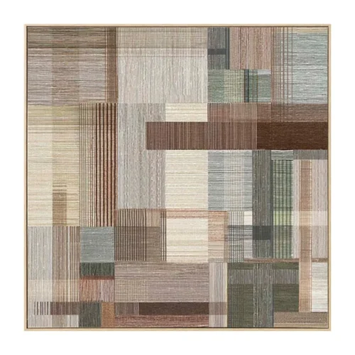 Tableau abstrait géométrique relief textile Ixia 90 × 90 cm