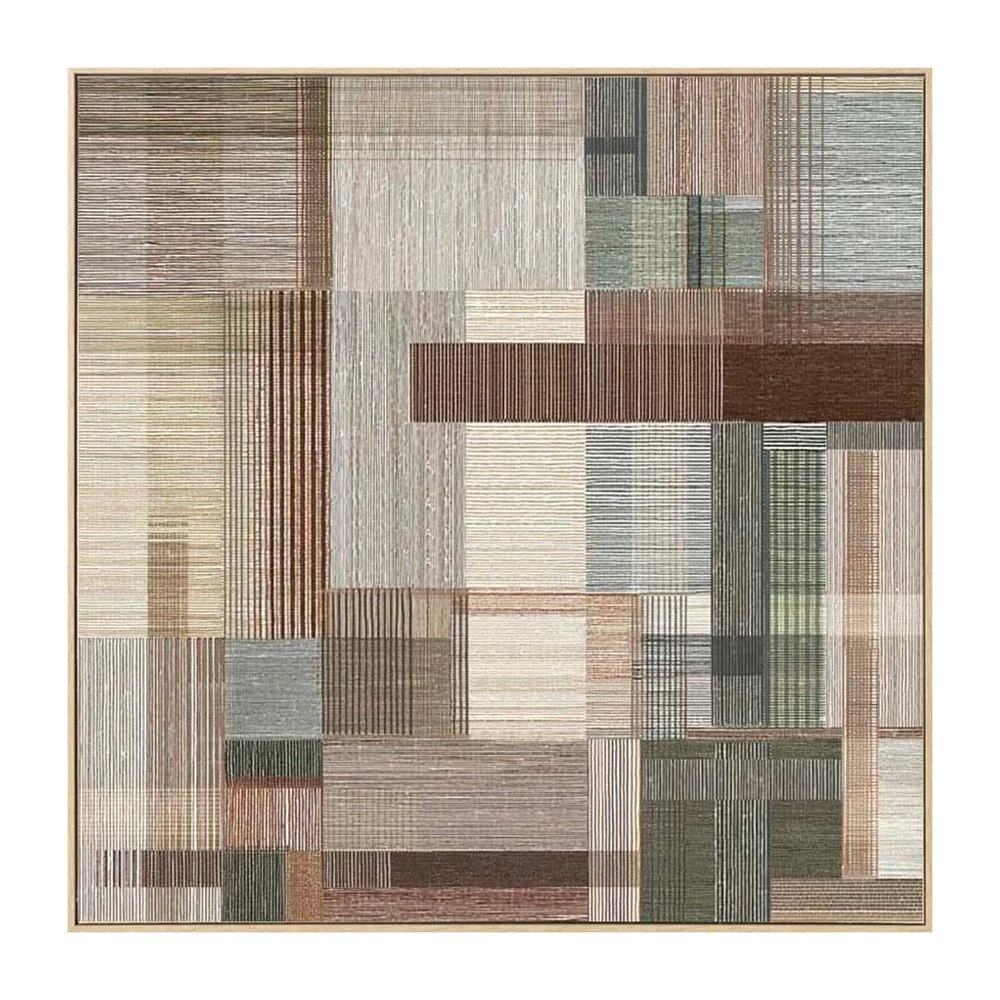 Tableau abstrait géométrique relief textile Ixia 90 × 90 cm