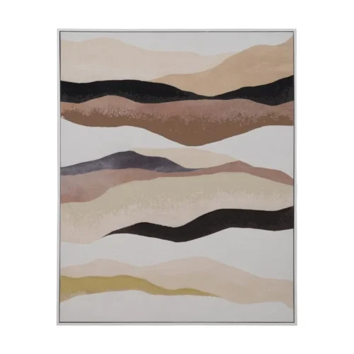 Tableau abstrait ondulations beige et doré Ixia 80 × 100 cm
