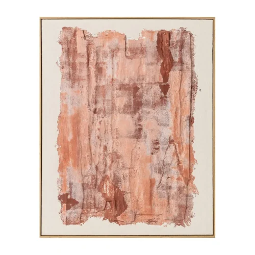 Tableau abstrait strié terracotta en relief Ixia 80 × 100 cm