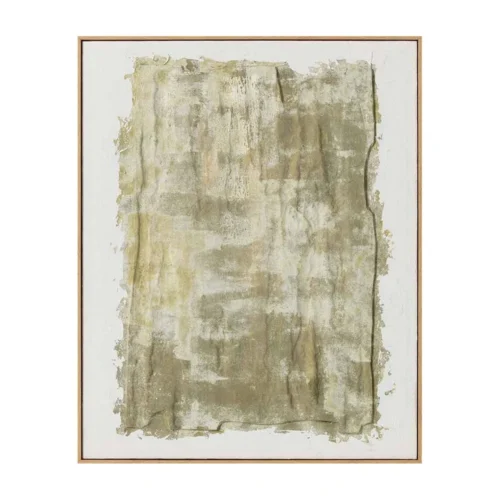 Tableau abstrait strié vert sauge et kaki Ixia 80 × 100 cm