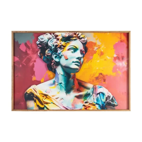 Tableau buste antique couleurs vives impression sur verre Ixia 123 × 83 cm