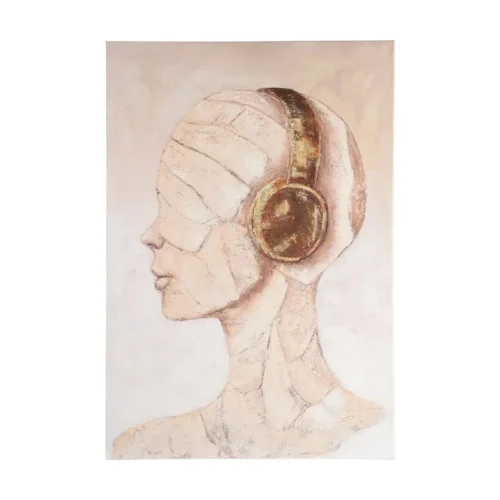 Tableau buste de femme peint à la main rose poudré Ixia 110 × 160 cm