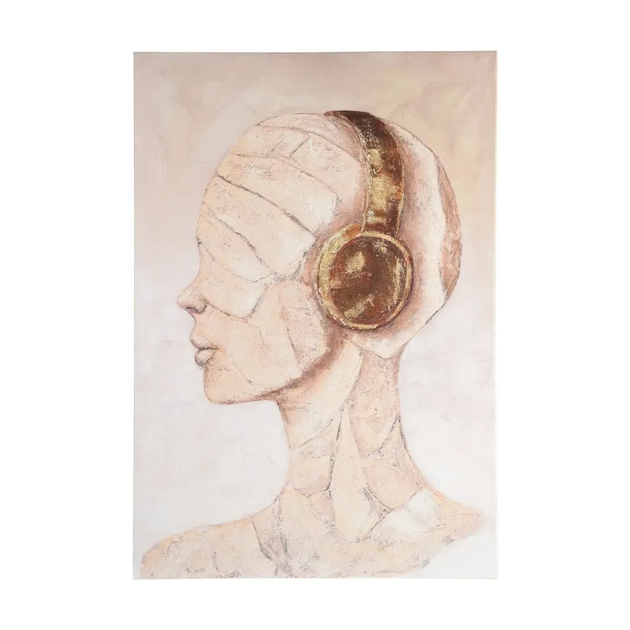 Tableau buste de femme peint à la main rose poudré Ixia 110 × 160 cm