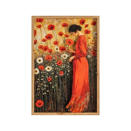 Tableau femme aux coquelicots impression sur verre Ixia 43 × 63 cm
