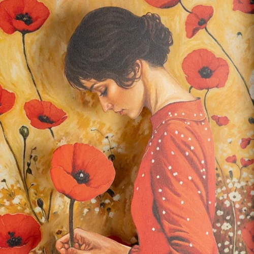 Tableau femme aux coquelicots impression sur verre Ixia 43 × 63 cm — vue 2