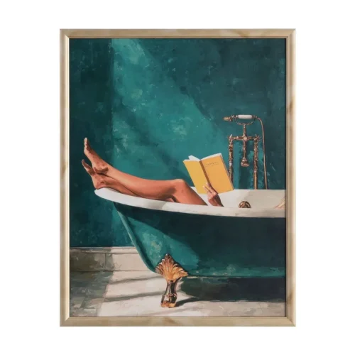 Tableau jeune femme à la baignoire impression encadrée Ixia 60 × 77 cm