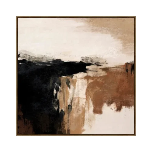 Tableau paysage abstrait peint à la main sur jute Ixia 100 × 100 cm