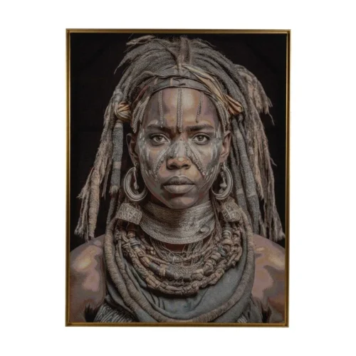 Tableau portrait africain imprimé sur textile Ixia 133 × 180 cm