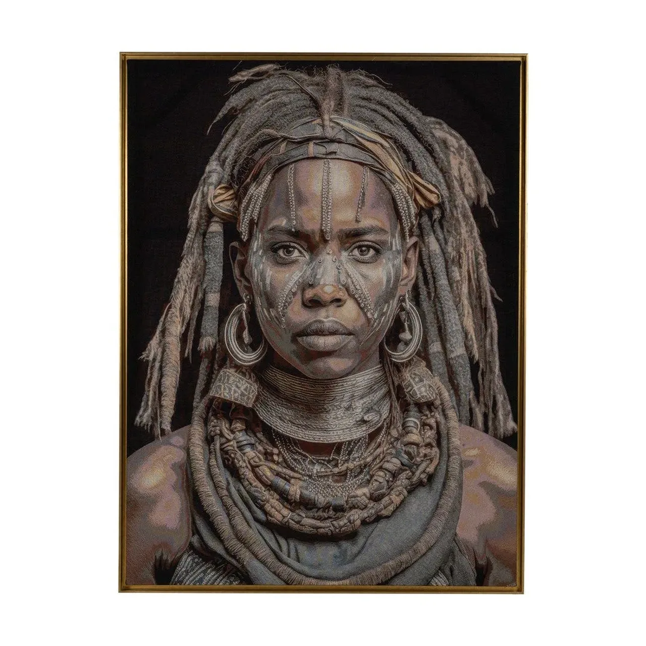 Tableau portrait africain imprimé sur textile Ixia 133 × 180 cm