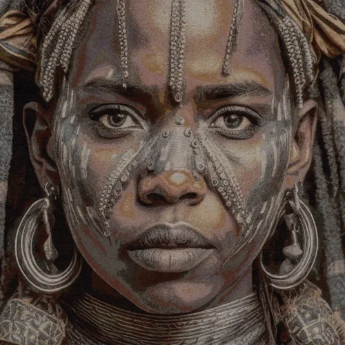 Tableau portrait africain imprimé sur textile Ixia 133 × 180 cm — vue 2