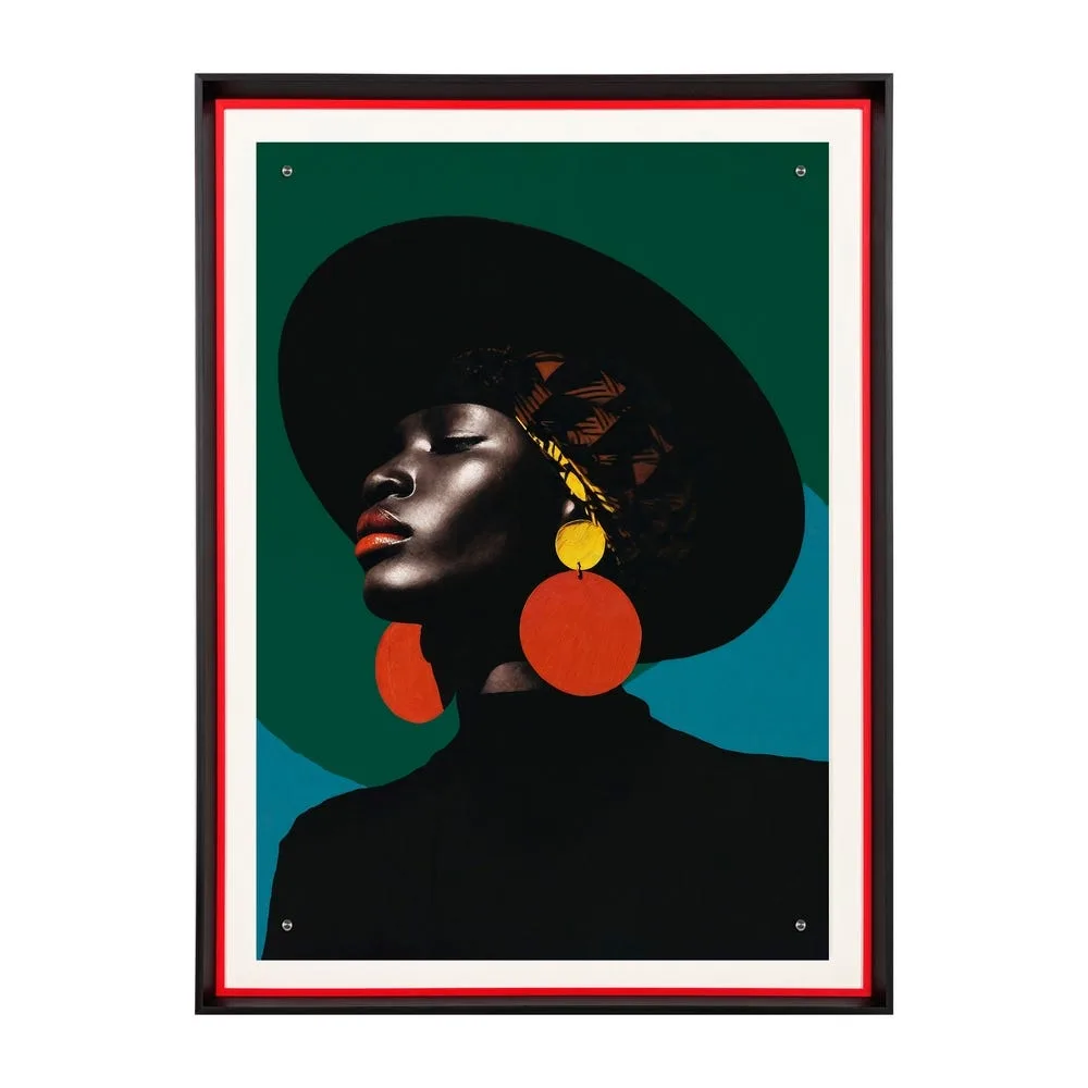 Tableau portrait de femme au grand chapeau impression sur verre Ixia 80 × 110 cm